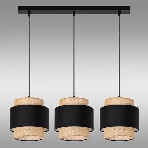 Lampy do obývačky Závesné svietidlo W-L 1204/3 JUTE/BLACK LW3