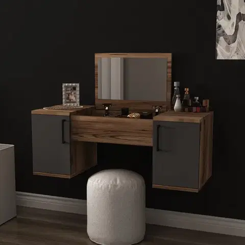 Toaletné Toaletný stolík Mercan - Light Walnut, Anthracite