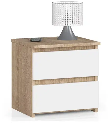Nočné stolíky Moderný nočný stolík CALIN40, dub Sonoma / biely