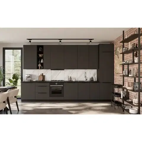 Modulový kuchynský nábytok Kuchynská linka Aria GR/BL 390 cm bez kuchynskej dosky
