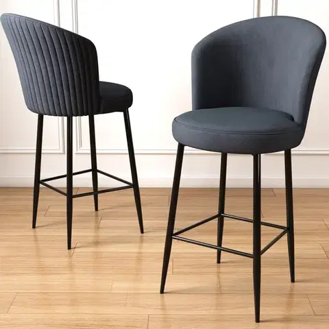 Barové stoličky Bar Stool Set (4 Pieces) Fora - Anthracite, Black