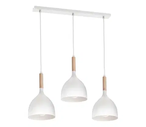 Svietidlá  Luster na lanku NOAK WOOD 3xE27/15W/230V biela/buk 1196