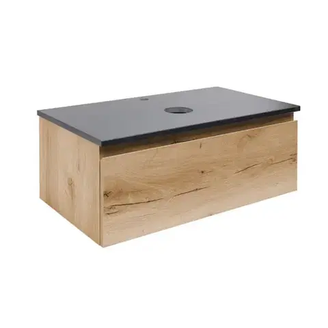 Kúpeľňový nábytok Kúpeľňová skrinka s technickým kameňom SAT B-Way 79x30x45 cm dub BWAY80OAKTK BWAY80OAKTK