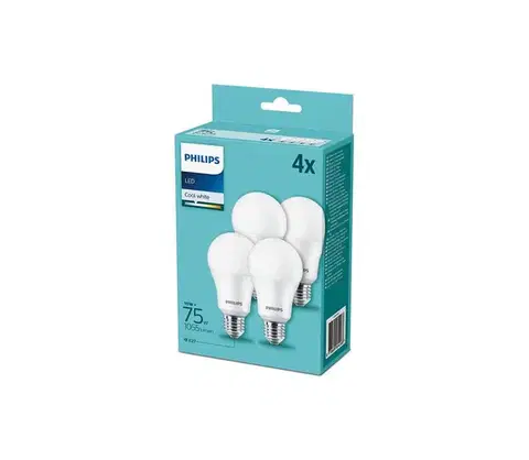 LED osvetlenie SADA 4x LED Žiarovka Philips A60 E27/10W/230V 4000K 8718699694968