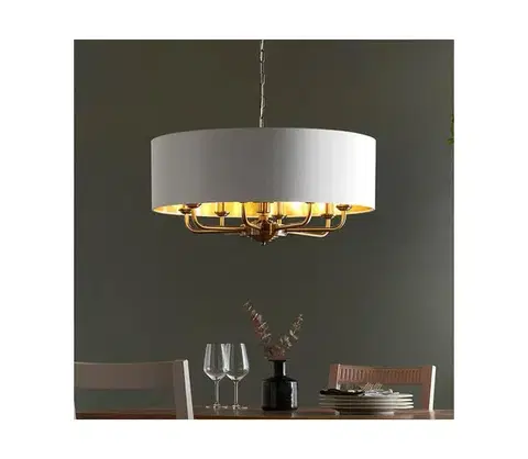 Svietidlá Endon 98938 - Luster na reťazi HIGHCLERE 8xE14/40W/230V Ø 70 cm biela/mosadz 98938