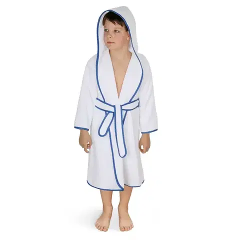Uteráky Bellatex Detský froté župan biely s modrým lemom, 80 cm