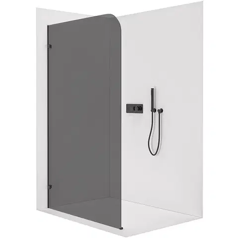 Sprchové dvere CERANO - Sprchová zástena Walk-in Orbis Ľ/P - 8 mm - čierna matná, grafitové sklo - 80x200 CER-978739