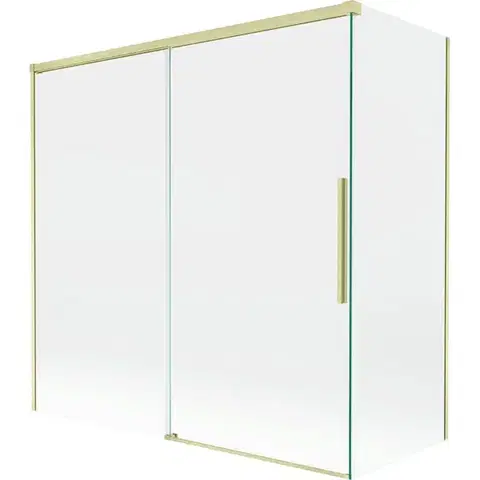 Sprchové dvere MEXEN/S - Rox vaňová zástena 2-krídlová posuvná 160 + 80 x 150, transparent, zlatá kartáčovaná 8C9-160-080-55-00