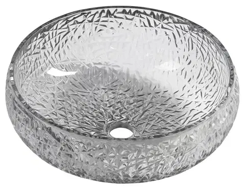 Umývadlá SAPHO - GAVIOTA gravírované sklenené umývadlo na dosku primer 42cm, čierna TY306