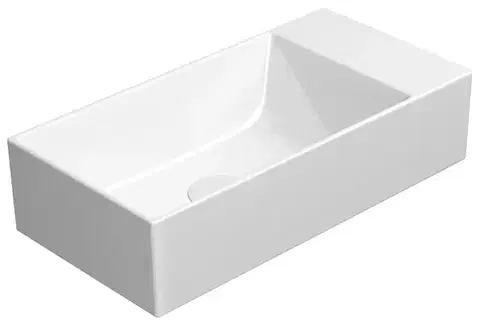 Umývadlá GSI - KUBE X keramické umývadlo 50x25cm, bez otvoru, pravé/ľavé, biela ExtraGlaze 9486011