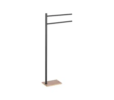 Svietidlá Gedy - Stojan na uteráky TRILLY 83,5 cm matná čierna/bambus TR3141