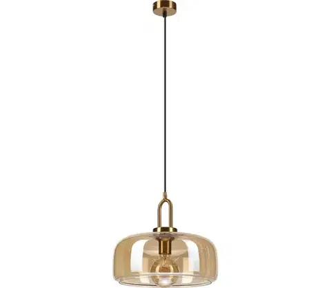 Svietidlá  Závesný luster AMAYA na lane 1xE27/15W/230V, zlatá/dymovo-béžová LM-1.331/ZŁOTY
