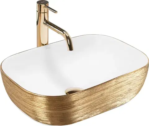 Umývadlá REA - Umývadlo na dosku Belinda White GOLD BRUSH REA-U7422