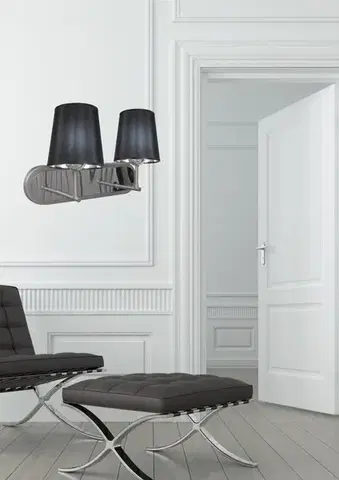 Nástenné svetlá Dvojitá saténová nástenná lampa + čierne tienidlo 2x60W Milonga