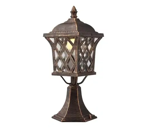 Záhradné lampy Redo 9953 - Vonkajšia lampa BREMEN 1xE27/42W/230V IP23 zlatá/patina 9953