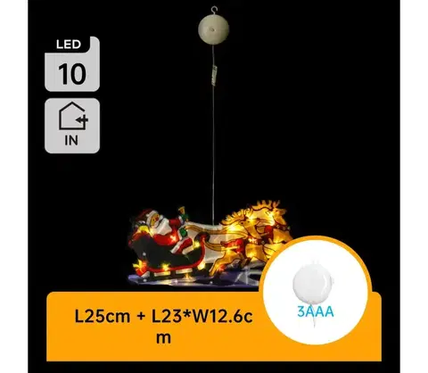 Vianočné dekorácie  B.V.  - LED Vianočná dekorácia LED/3xAAA Santa so sobami 13,4cm B10303K66