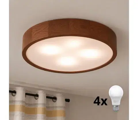 Svietidlá BRILAGI - LED stropné svietidlo CARVALHO 4xE27/60W/230V dub čerešňa pr. 57,5 cm 8590828002154
