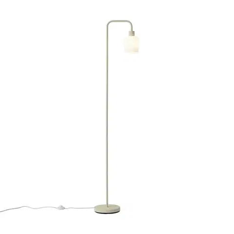 Stojace lampy Škandinávska stojaca lampa béžová s bielym sklom - Wisp