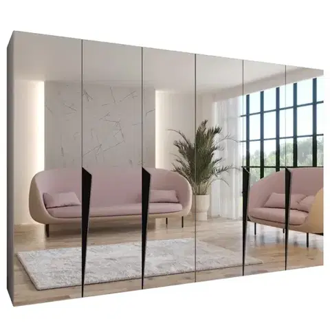 Šatníkové skrine Skriňa Piano 3-300 (2x150) kašmír/čierna