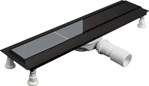 Sprchové žľaby DEANTE - Odtokový žľab Neo, čierny, podlahový, 50 cm - obojstranný KNS_N05D