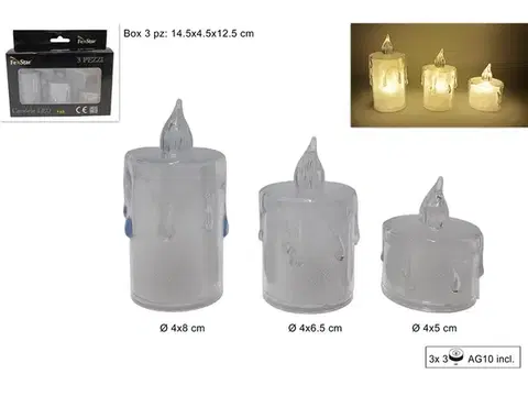 Sviečky MAKRO - Sviečka LED sada 3ks