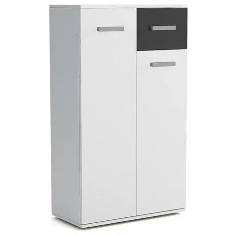 Komody do spálne Komoda Justus 03 White/ Black Gloss
