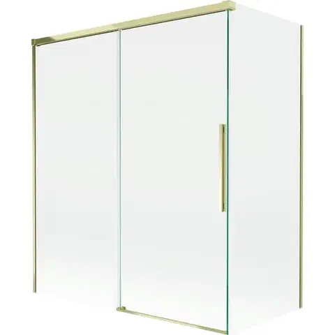 Sprchové dvere MEXEN/S - Rox vaňová zástena 2-krídlová posuvná 140 + 70 x 150, transparent, zlatá 8C9-140-070-50-00