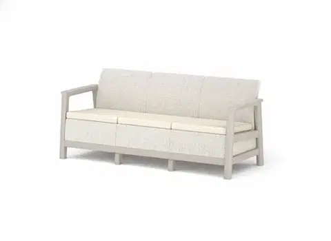 Plastové lavice do záhrady KETER Pohovka SCANDI LINDI 3 | Pebble Grey / Soft beige