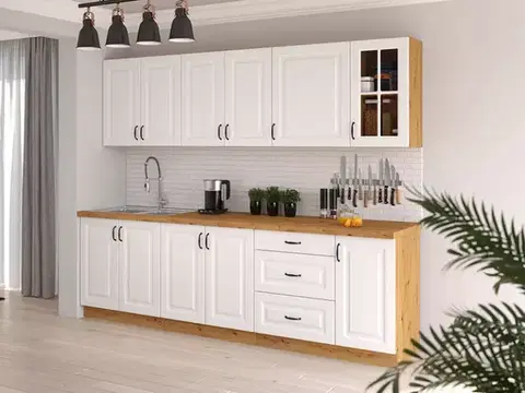 Kuchynské linky Kuchynská linka Stilo biela mat/artisan 260 bez dosku