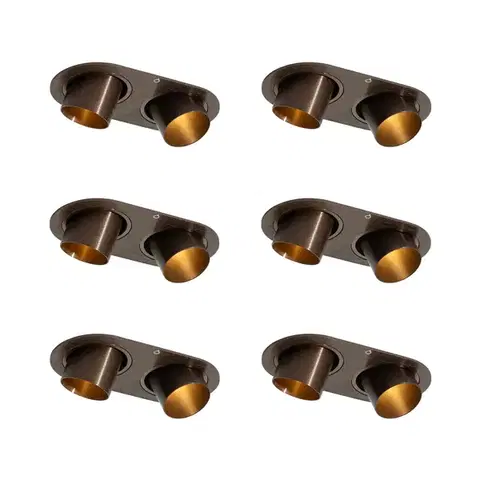 Zapustené svietidlá Sada 6 zapustených bodových svetiel tmavý bronz GU10 35 mm naklápacie 2-svetlá - Installa