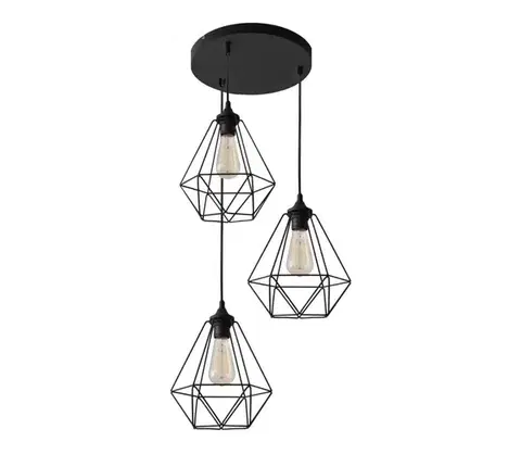 Svietidlá  Luster na lanku KARO 3xE27/15W/230V W-KD 1311/3 BK-B
