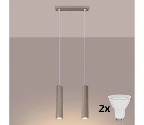 Svietidlá BRILAGI - LED luster na lanku CRESTO 2xGU10/10W/230V taupe BR.1773