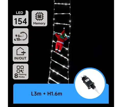 Vianočné dekorácie  B.V.  - LED vonkajšia vianočná dekorácia 154xLED/3,6W/230V/8 funkcií 1,6m IP44 studená biela B10303Y23