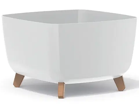 Kvetináče a truhlíky NABBI DGQL400 plastový kvetináč na nožičkách 39 cm biela
