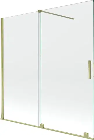 Sprchové dvere MEXEN/S - Velar Dvojkrídlová posuvná vaňová zástena 160 x 150, transparent, zlatá 896-160-000-01-50