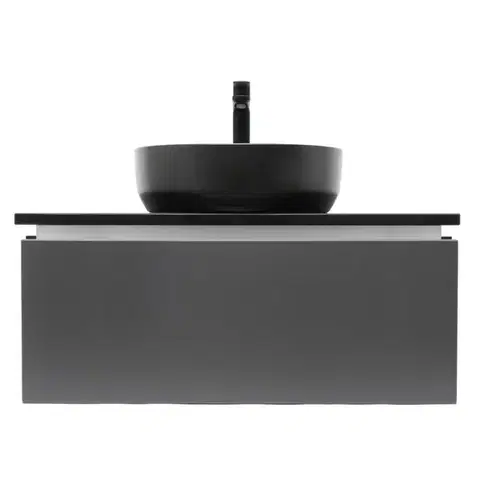 Kúpeľňový nábytok Kúpeľňová skrinka s umývadlom a žulovou krycou doskou SAT Feel 80x30x46 cm antracit SATFEEL80ANTZB SATFEEL80ANTZB