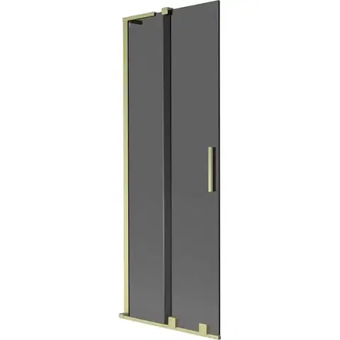 Sprchové dvere MEXEN/S - Velar L dvojkrídlová posuvná vaňová zástena 70 x 150, grafit, zlatá kartáčovaná 896-070-003-41-55