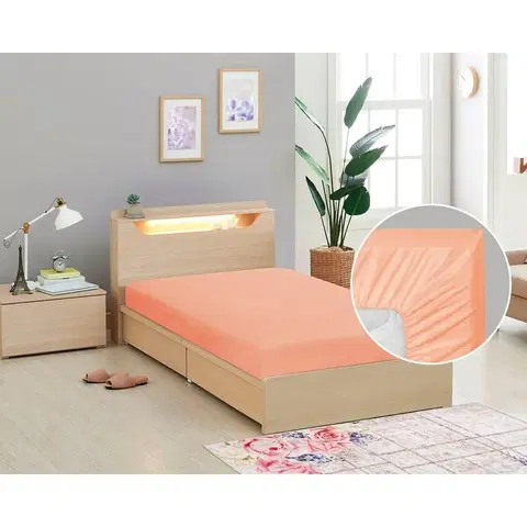 Plachty Bellatex Plátené prestieradlo s gumou, marhuľová, 90 x 200 cm