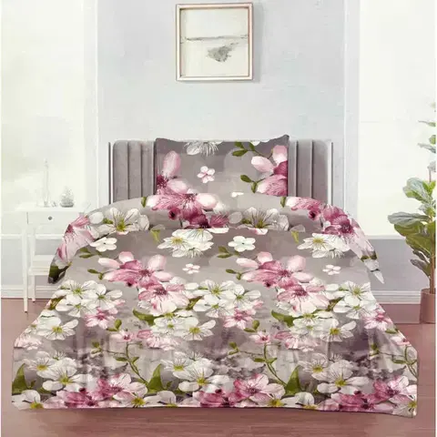 Obliečky Obliečky deluxe bavlnené Sakura ružová 200x140cm+90x70cm TiaHome