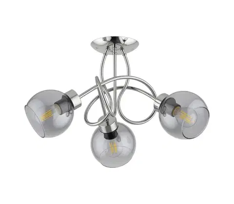Svietidlá  Prisadený luster HOSSA 3xE27/15W/230V lesklý chróm/čierna/dymová 62609