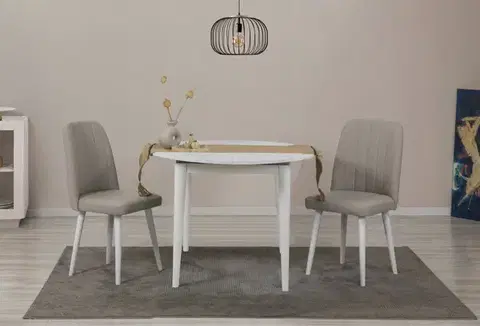 Jedálenské sety Jedálenský set s rozkladacím stolom a stoličkami (3 kusy) Vina 1005 3 v2 - White, Cream