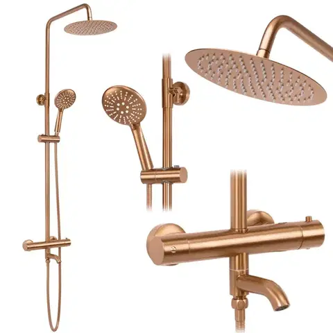 Kúpeľňové batérie REA REA - Sprchový set s termostatom LUNGO Copper Brush REA-P8807