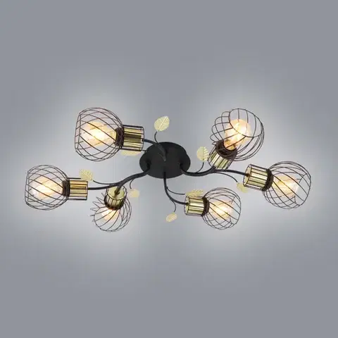 Moderné lampy do obývačky Stropné svietidlo 54113-6D Čierno-zlatá LW6