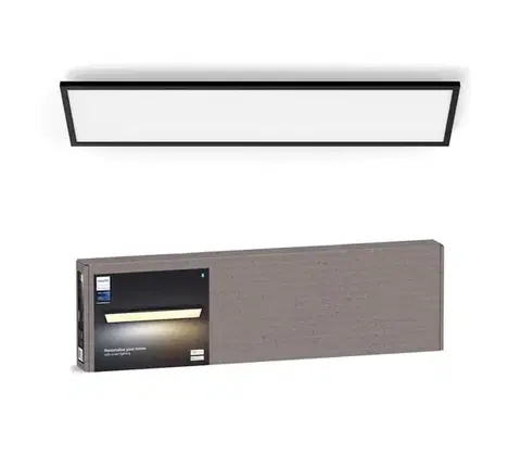 Svietidlá Philips Hue AURELLE LED stmievateľné stropné svietidlo 39W 120x30 cm čierne 8720169329034