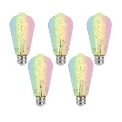 LED osvetlenie Sada 5 ks Inteligentné stmievateľné LED žiarovky E27 ST64 číre RGBW 4W 250lm 2700K