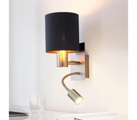 Svietidlá Eglo 96483 - LED Flexibilné svietidlo PASTERI 1xE27/40W+LED/3,8W čierna 96483