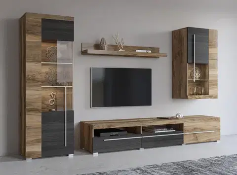 Obývacie steny POUND obývacia zostava, orech Satin/touchwood