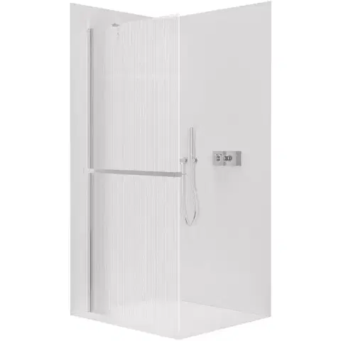 Držadlá k vani CERANO - Sprchová zástěna Walk-in Onyx Y L/P - 8 mm + polička/držák na ručníky - chrom, rýhované sklo - 60x200  CER-8050BD1316