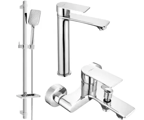 Sprchy a sprchové panely MEXEN/S - Royo DQ62 Set umývadlové a vaňové batérie s príslušenstvom, chróm 72213DQ62-00