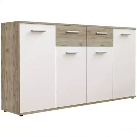 Komody do spálne Komoda Jacky 3 Biely/Country Grey